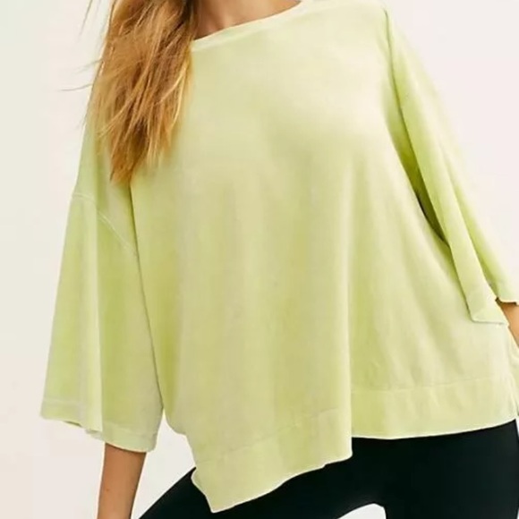 Free People Tops - NWT $Free People Velvet Top Size M Lime Glo